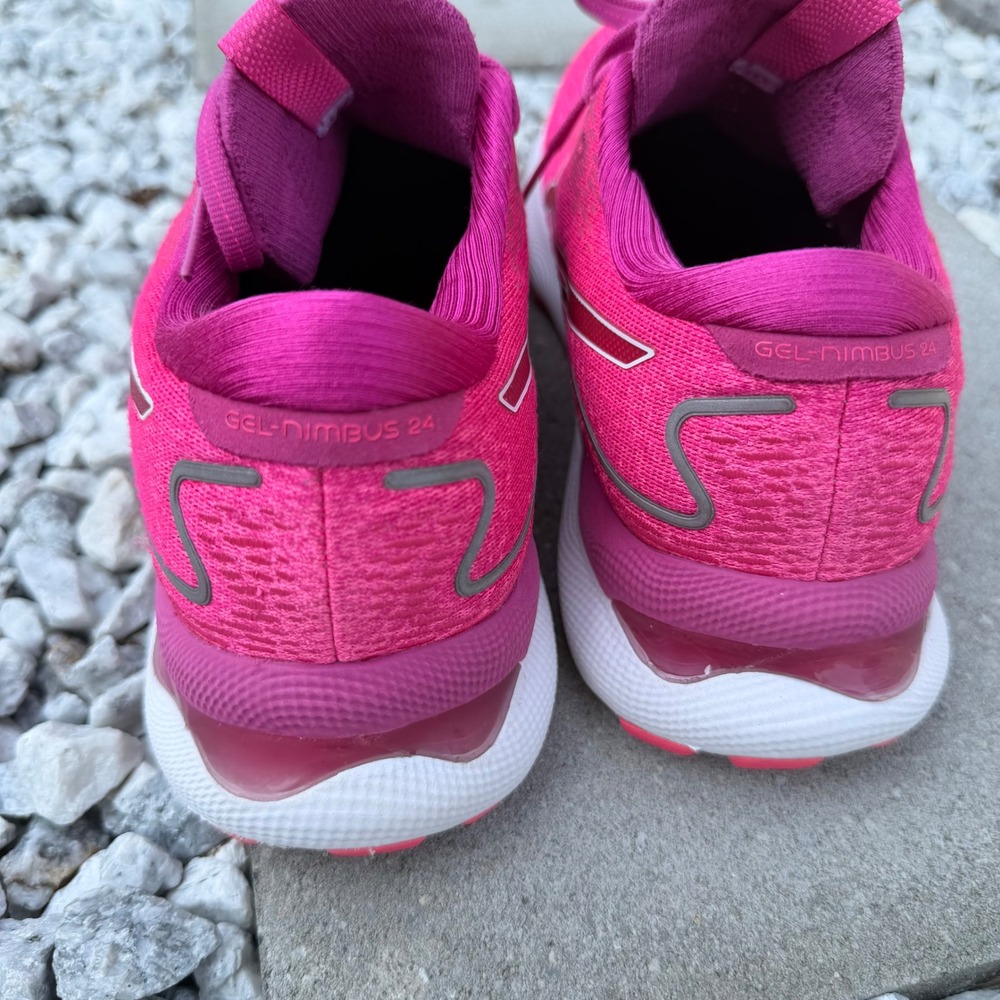 ASICS Gel-Nimbus 24 Womens Size 9 Running Shoes Fuchsia Red Athletic Trainers - Picture 8 of 15